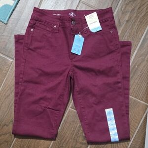 St. John's Bay Women's Straight Leg Jeans in Rich Burgundy